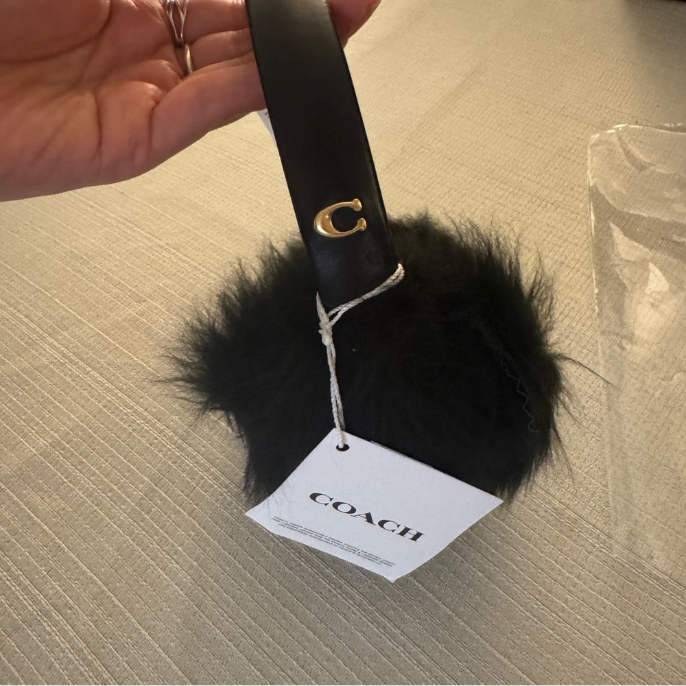 Coach Black Shearling and Leather Ear Muffs - Picture 2 of 4